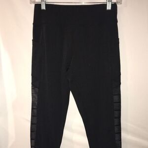 GM Fashion Women's Black Mesh Cutouts High Waist Leggings Black Size Medium